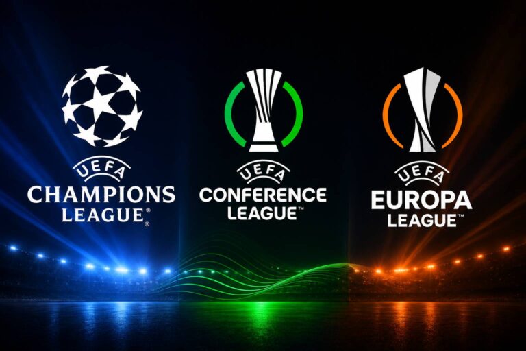UEFA logos champions league, europa league, conference league