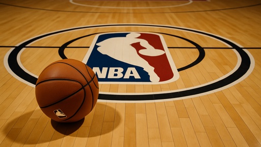 NBA BASKETBALL COURT WITH BALL